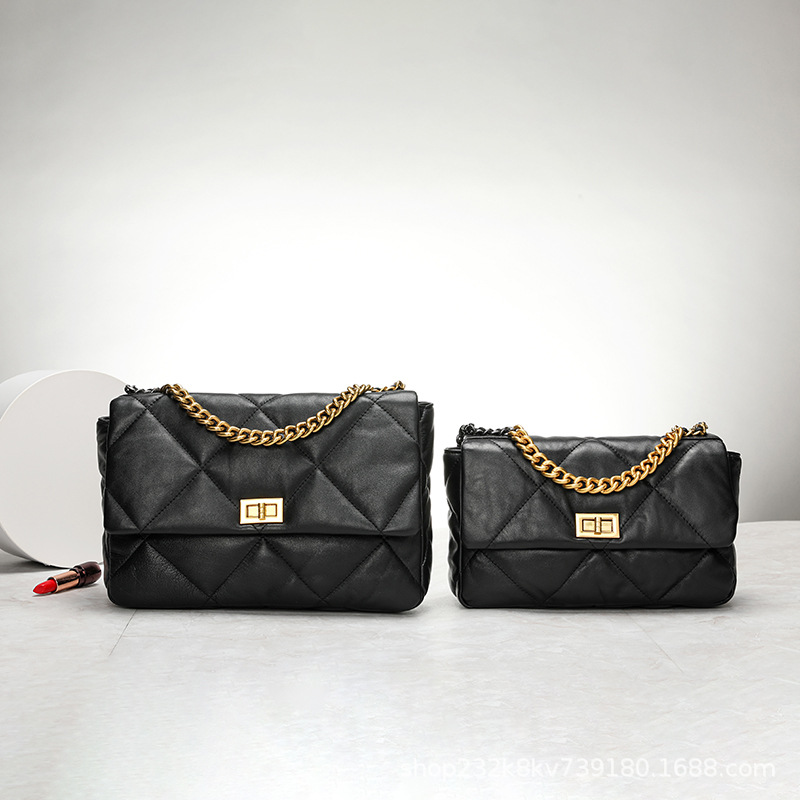 MZ New Full Sheepskin Classic Women's Bag Small Fragrance Style Fashion Diamond Chain Bag Shoulder Bag Crossbody Bag