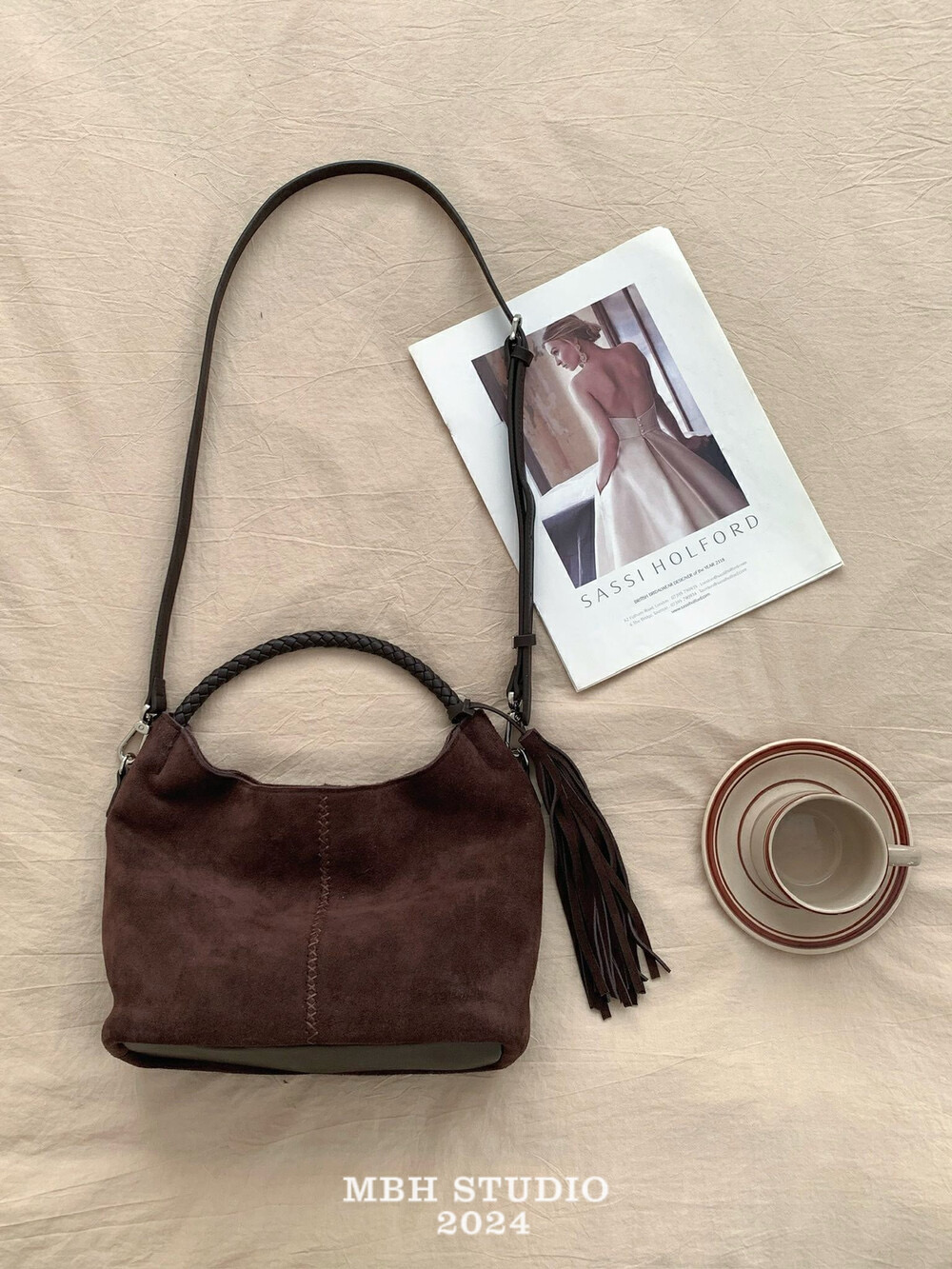 2024 Autumn Winter New Fringe Suede Matte Cowhide Genuine Leather Bucket Bag Women Versatile Handbag with Shoulder Strap - Image 4