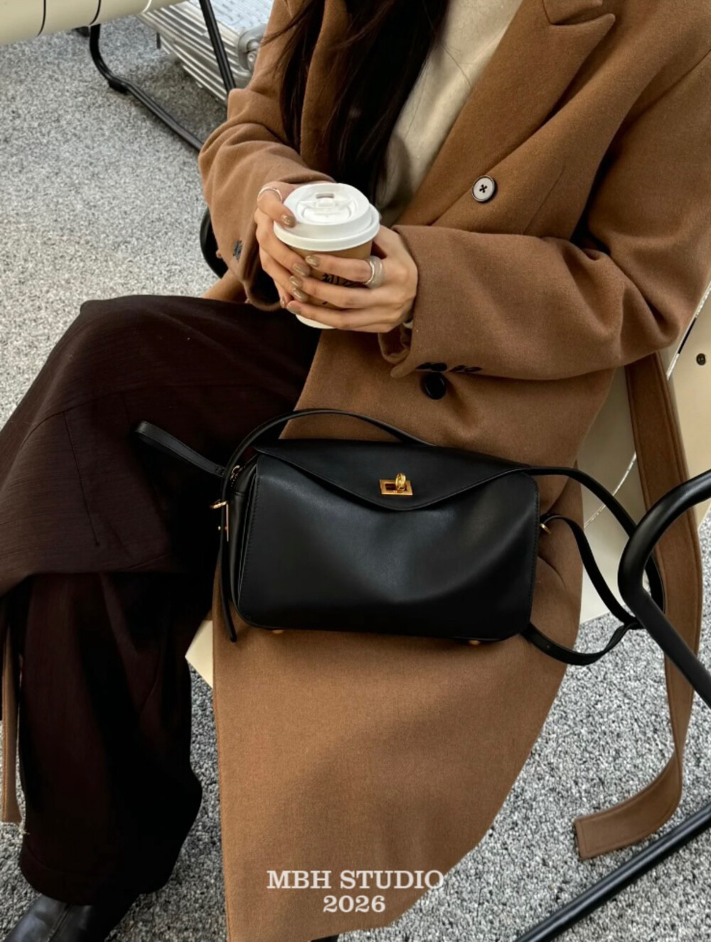 MBH Black Red Color Block Boston Pillow Bag Top Layer Cowhide Multi Compartment Crossbody Shoulder Bag for Commute